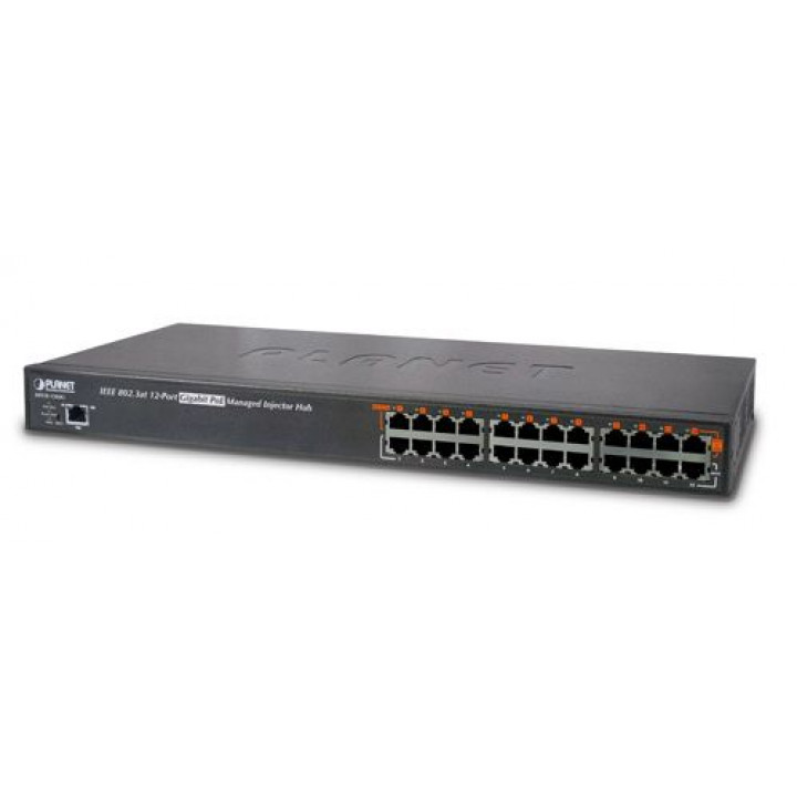 Инжектор PoE PLANET HPOE-1200G (12-портовый гигабитный IEEE 802.3at PoE)