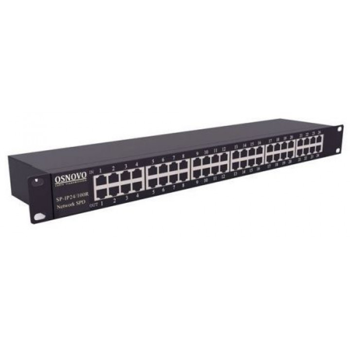 Грозозащита OSNOVO SP-IP24/100R (24 порта, 100 Мбит/с, двухступенчатая)