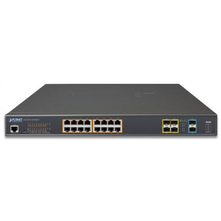 Коммутатор PLANET GS-5220-16UP4S2X (L2+/L4, 16 портов Ultra PoE, 4xSFP, 2x10G SFP+) Коммутатор PLANET GS-5220-16UP4S2X (L2+/L4, 16 портов Ultra PoE, 4xSFP, 2x10G SFP+)