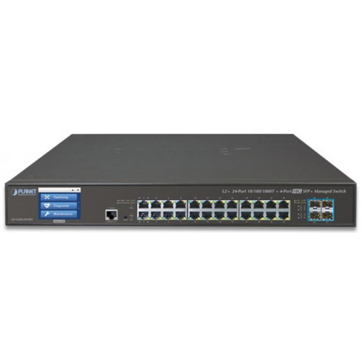 Коммутатор Planet GS-5220-24T4XVR (L2+, 24x1GbE, 4x10G SFP+, LCD, резервное питание)