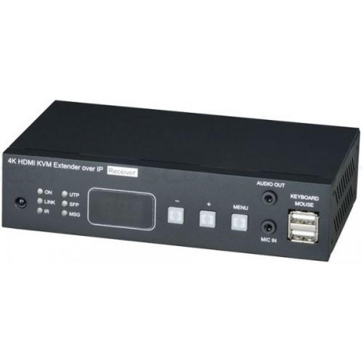 Приемник KVM по Ethernet SC&T HKM02BR-4K (до 150м, 4K, HDMI, USB, аудио, RS232, ИК, масштабатор, USB-хаб)