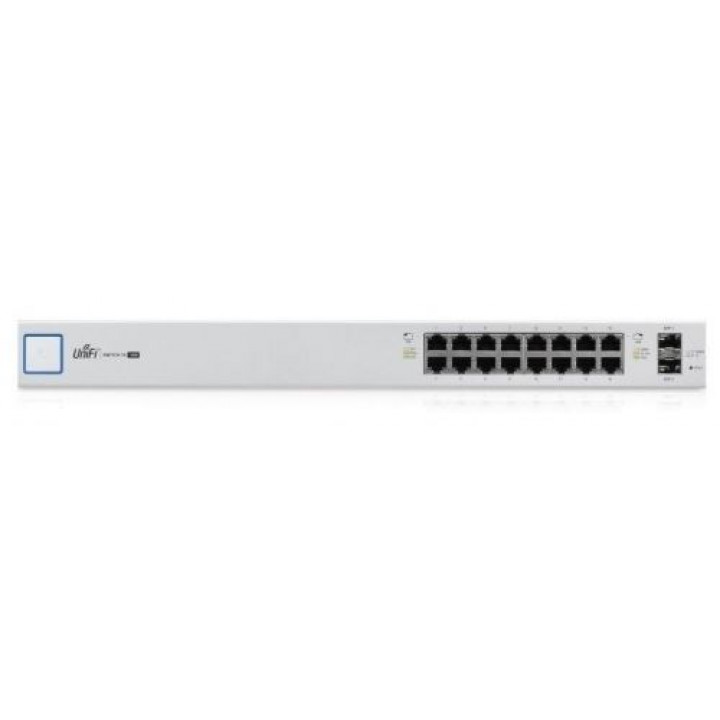 Коммутатор PoE Ubiquiti US-16-150W-EU (16x1GbE, 8xPoE, 2xSFP, 150Вт, 19")