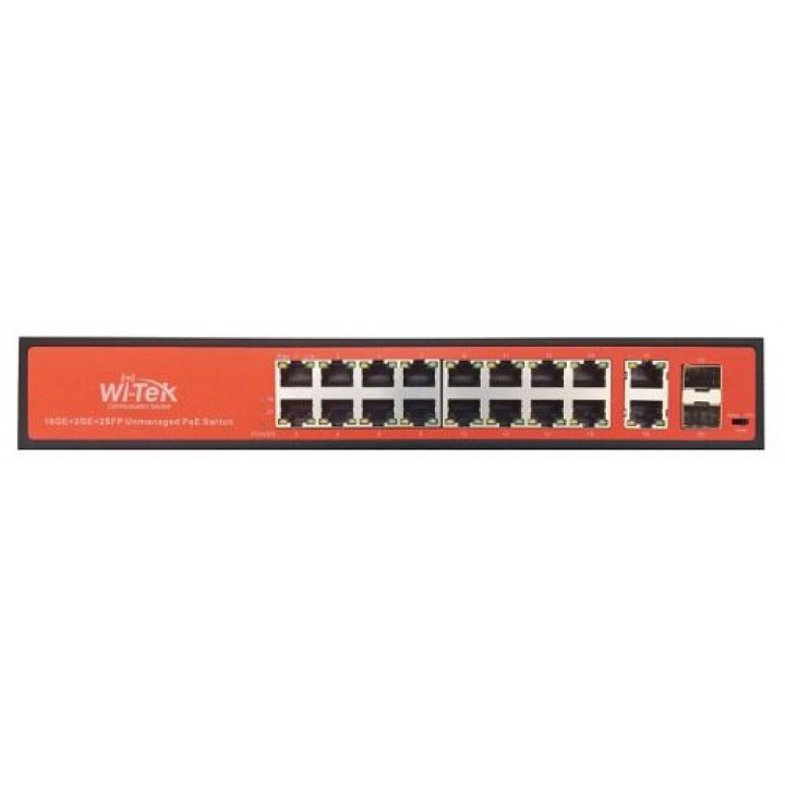 Коммутатор Wi-Tek WI-PS320GF (16 PoE GE + 2 Combo GE/SFP, 350Вт)