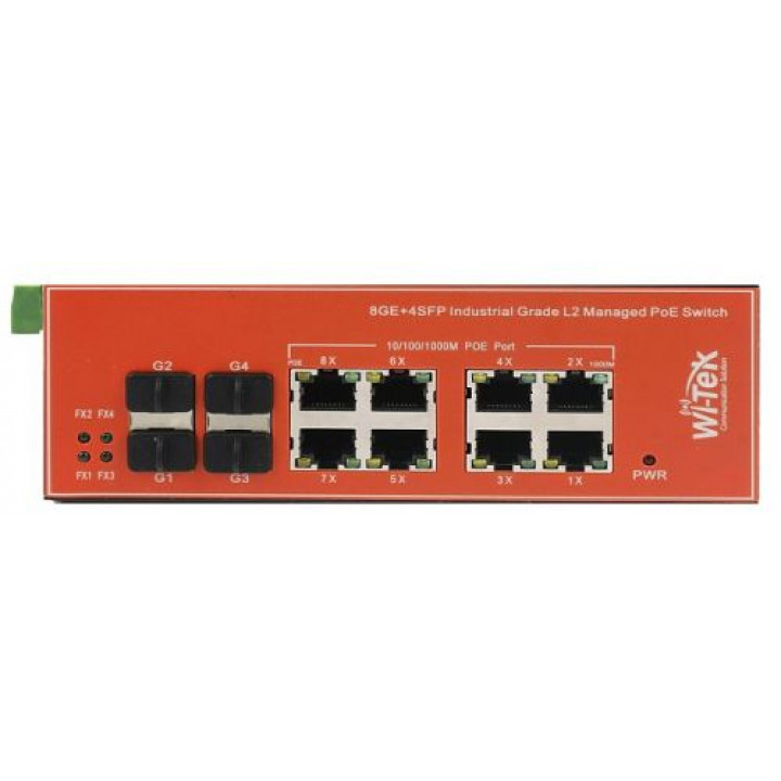 Коммутатор управляемый Wi-Tek WI-PMS312GF-I v2 (L2, 8 PoE 1000Base-T + 4 SFP, промышленный) Коммутатор управляемый Wi-Tek WI-PMS312GF-I v2 (L2, 8 PoE 1000Base-T + 4 SFP, промышленный)