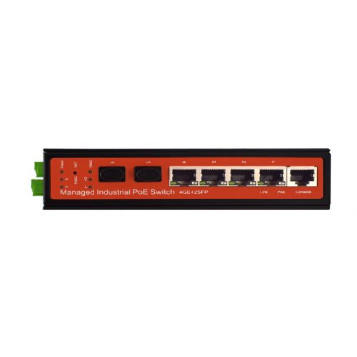 Коммутатор управляемый Wi-Tek WI-PMS306GF-I (4xPoE, 2xSFP, промышленный, DC 12-57В)