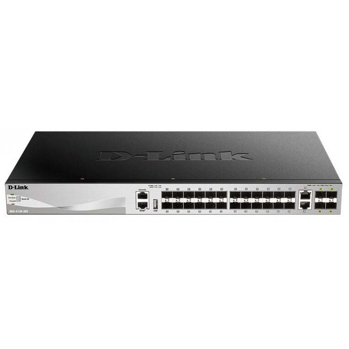 Коммутатор D-Link DGS-3130-30TS/B1A (24x1GbE PoE, 2x10GBase-T, 4x10G SFP+, L3)