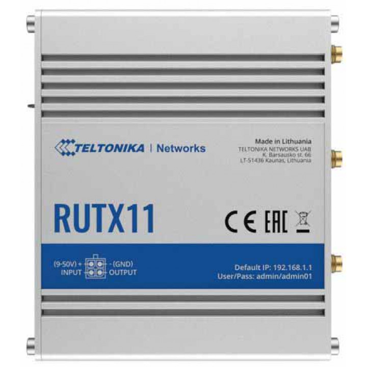 Маршрутизатор Teltonika RUTX11 (4G LTE cat6, 2x SIM, Wi-Fi 5, 4x Gigabit, USB, GPS)