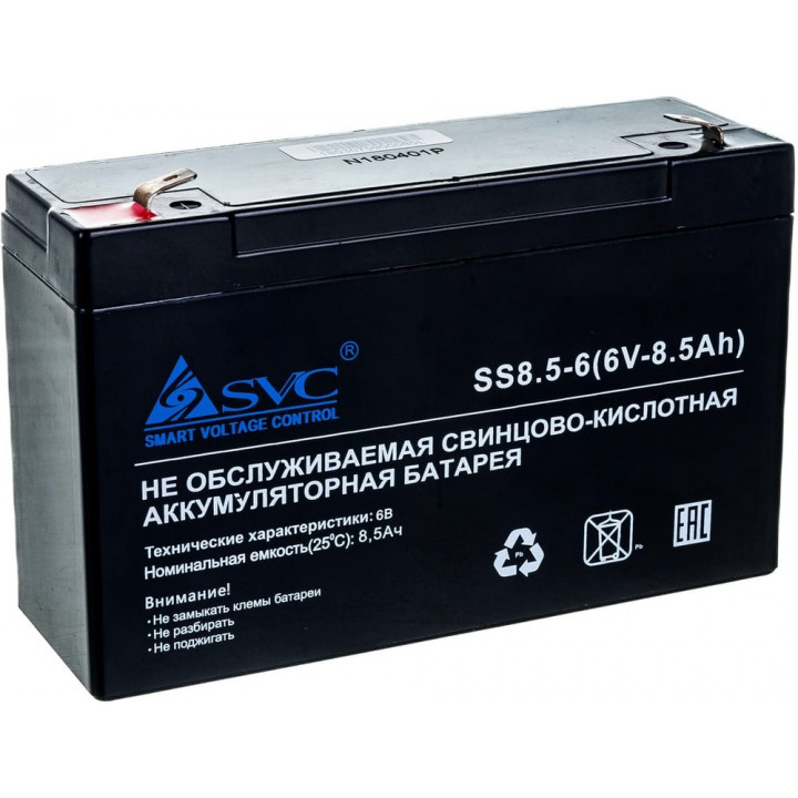 Аккумуляторная батарея SVC SVC-SS8.5-6 (6В/8.5Ач, AGM, T2)