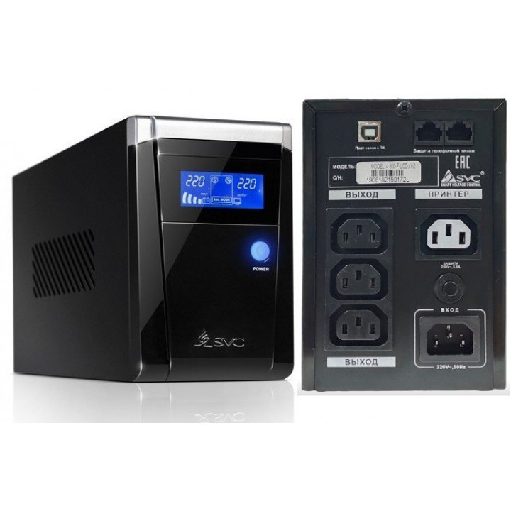 Источник бесперебойного питания SVC SVC-V-800-F-LCD/A2 (800ВА/480Вт, LCD-дисплей, 4 розетки IEC-320-C13) Источник бесперебойного питания SVC SVC-V-800-F-LCD/A2 (800ВА/480Вт, LCD-дисплей, 4 розетки IEC-320-C13)