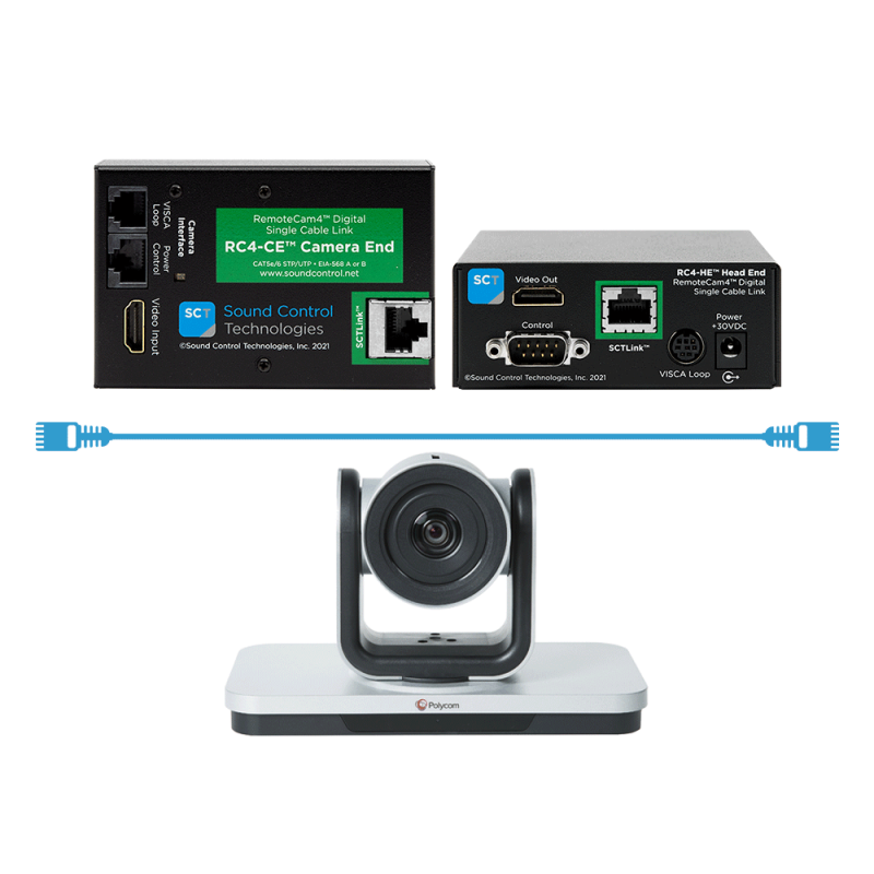 Приемопередатчик видеосигналов Polycom RC4-E4P-KS (HDMI, комплект с полкой и креплением)