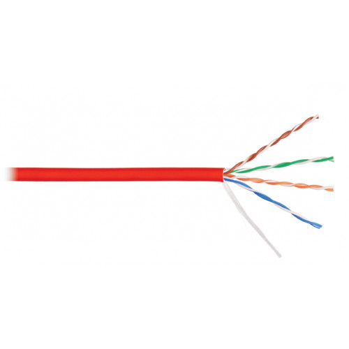 Кабель U/UTP 4 пары, категория 5e NIKOLAN NKL 9100C-RD (LSZH нг (А)-HFLTx, BC, 24AWG, 100МГц, красный, 305м)