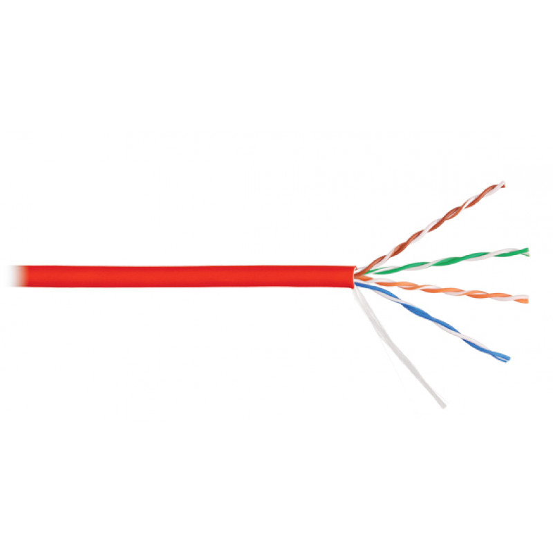 Кабель U/UTP 4 пары, категория 5e NIKOLAN NKL 9100C-RD (LSZH нг (А)-HFLTx, BC, 24AWG, 100МГц, красный, 305м)