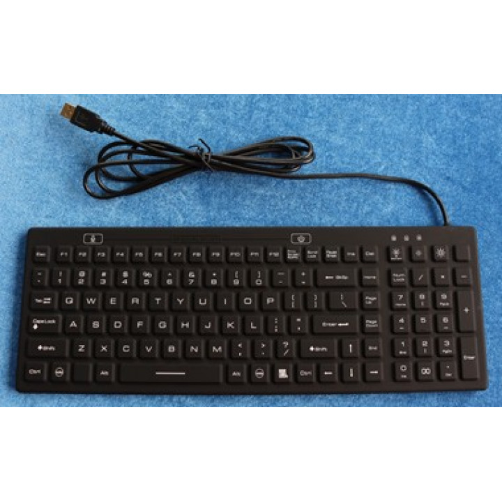 Промышленная клавиатура Key Technology K-TEK-M380KP-FN-DT-B-US/RU-USB (настольная, силиконовая, чёрная, IP68, русифицированная, 110 клавиш, антимикробная, USB)
