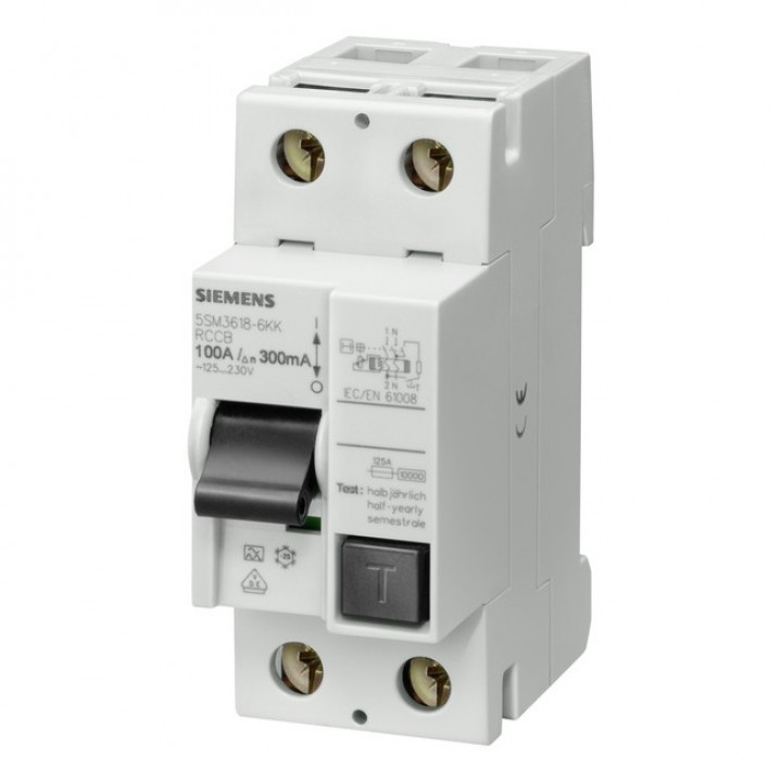 УЗО Siemens 5SM3318-6KK (Тип A, 100А, 2-полюсное, 30мА)