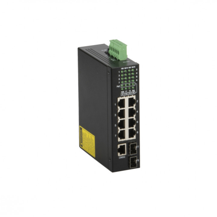 Коммутатор NIKOMAX (GIGALINK) GL-SW-G202-08PSG-I (L2, 8x1GbE, PoE, DIN-рейка, питание 48В)