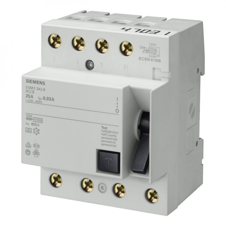 УЗО Siemens 5SM3648-6 (Тип А, 80А, 4P, 300мА, 400В)