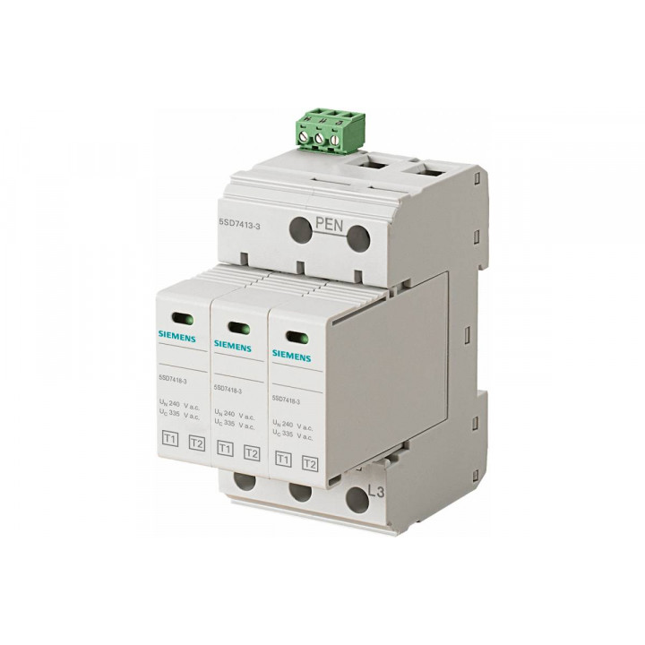 Молниезащитный разрядник Siemens 5SD7413-3 (Тип 1, Un 240/400 В, Uc 335 В AC) Молниезащитный разрядник Siemens 5SD7413-3 (Тип 1, Un 240/400 В, Uc 335 В AC)