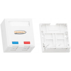 Корпус настенной розетки, 2 порта, под модули-вставки Keystone NIKOMAX NMC-MB2P-ST-WT