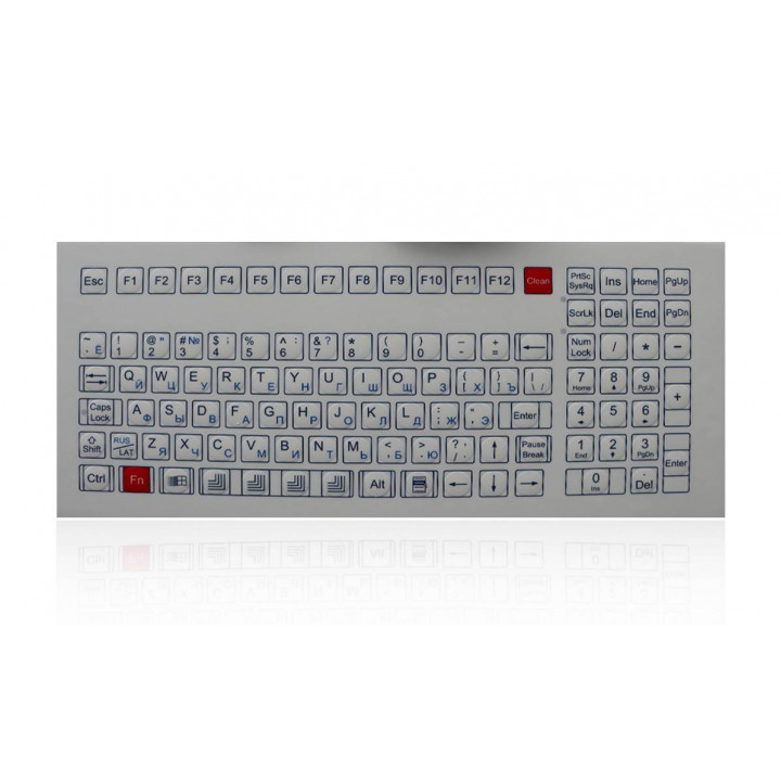 Промышленная клавиатура Key Technology K-TEK-D349KP-FN-SW-W-US/RU-USB (встраиваемая, русифицированная, белая, IP65, 103 клавиши, USB)