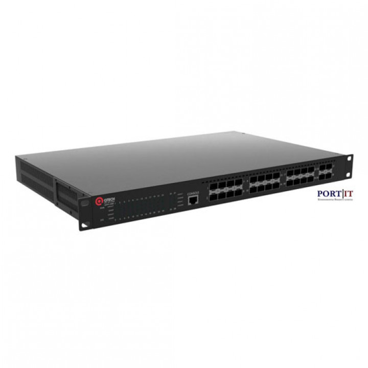 Управляемый коммутатор уровня L2 Qtech QSW-3300-28F-DC-DC (24x1Gb SFP, 4x1/10Gb SFP+, два блока питания DC)