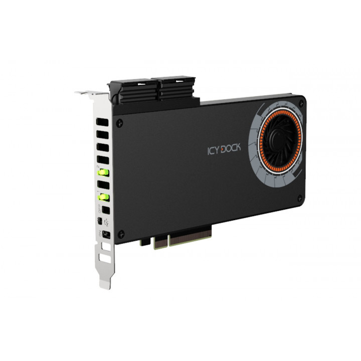 Корзина ICY DOCK CP073-1 (2xM.2 NVMe SSD to PCIe 5.0 x8 Adapter Card, FHHL)