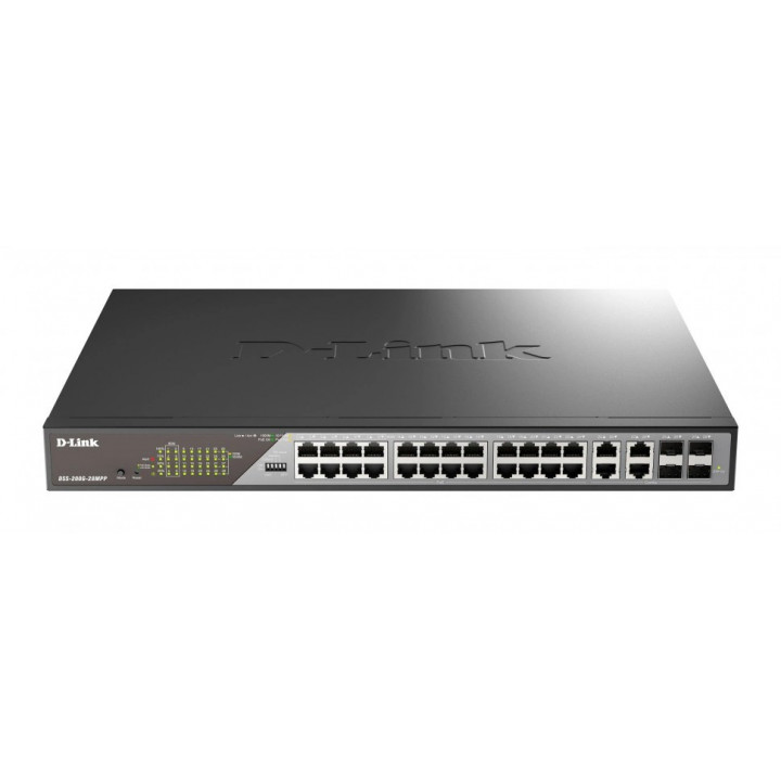 Коммутатор D-Link DSS-200G-28MPP/A1A (24xGE PoE, 4xCombo SFP, PoE 518W)