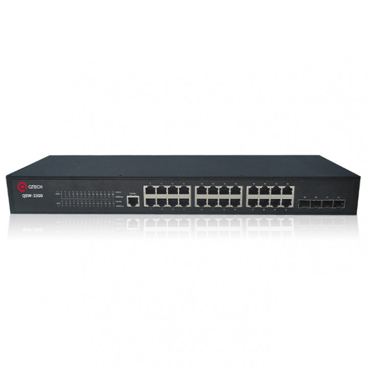 Управляемый коммутатор уровня L2 Qtech QSW-3300-28T-AC-AC (24xGbE, 4xSFP, 2xAC)