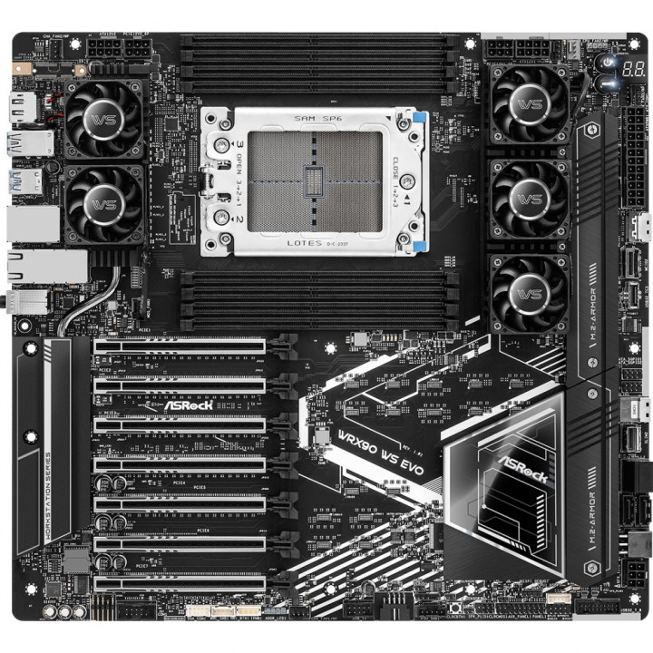 Материнская плата ASRock WRX90 WS EVO (AMD WRX90, 8*DDR5, 4*SATA, 2*M.2, 7*PCIx16, EEB)