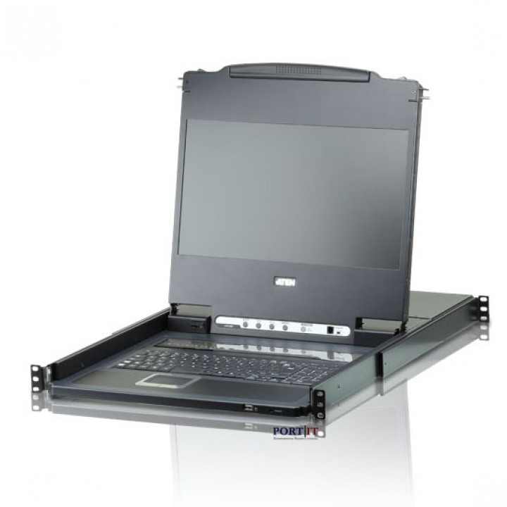 Переключатель KVM ATEN CL6708MW-ATA-RG (LCD 17", 8 портов USB+DVI+AUDIO, 1920x1080, 1U)