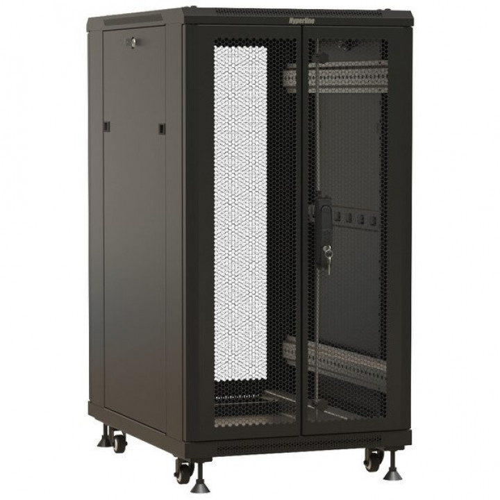 Шкаф Hyperline TTBR-2266-DD-RAL9004 (19", 22U, 1166x600x600 мм, распашные двери)