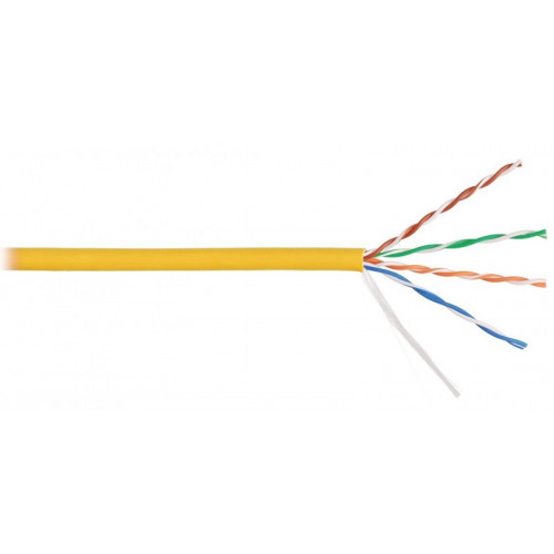 Кабель U/UTP 4 пары, категория 5e NIKOLAN NKL 9100C-YL (LSZH нг (А)-HFLTx, BC, 24AWG, 100МГц, желтый, 305м)