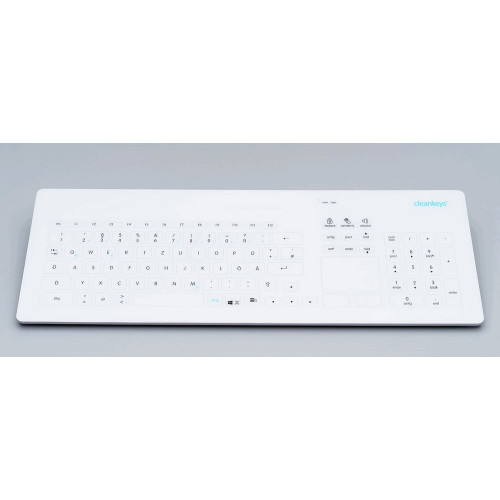 Клавиатура промышленная емкостная беспроводная InduKey KR24231 TKR-103-TOUCH-RF-KGEH-VESA-WHITE-USB-US/EU (настольная, емкостная, тачпад, беспроводная)