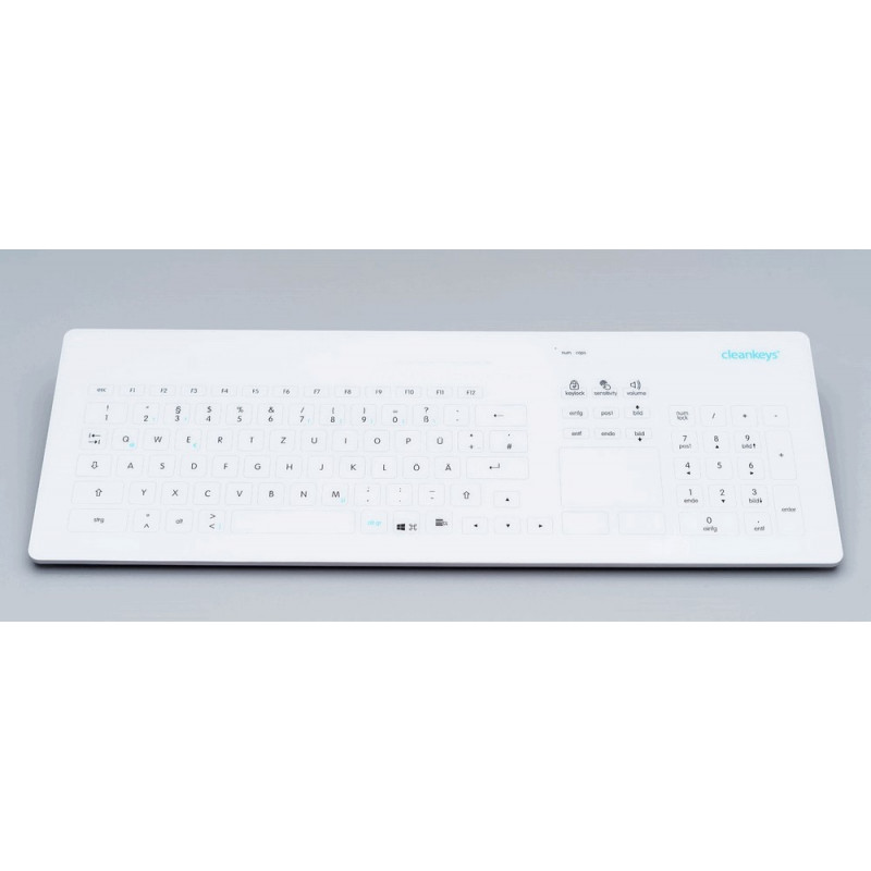 Клавиатура промышленная емкостная беспроводная InduKey KR24231 TKR-103-TOUCH-RF-KGEH-VESA-WHITE-USB-US/EU (настольная, емкостная, тачпад, беспроводная)
