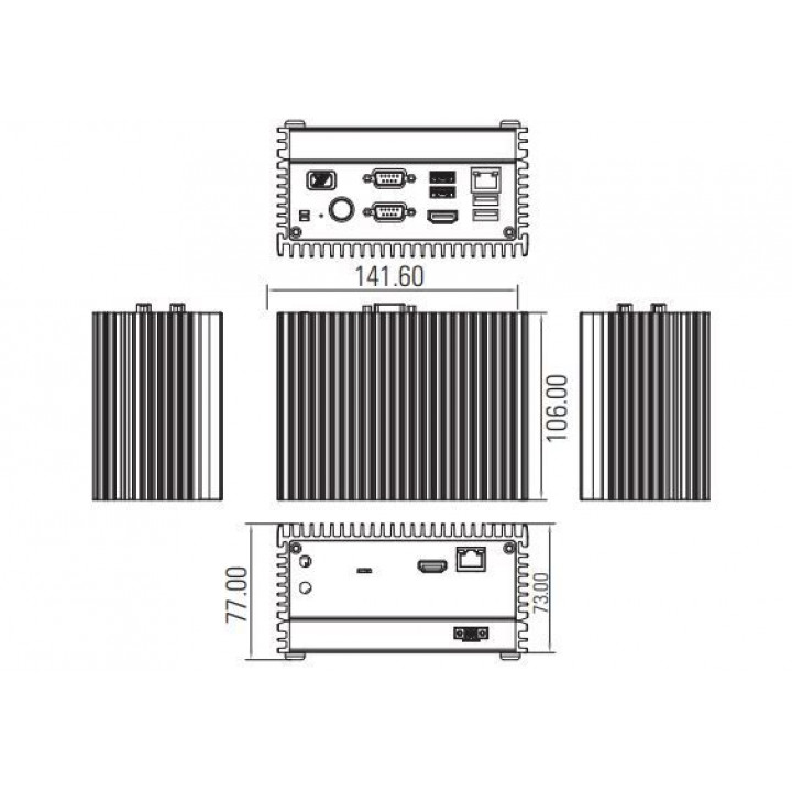 Ультракомпактный встраиваемый компьютер Axiomtek eBOX565-500-FL-6100U-DC (Intel Core i3-6100U, 2xHDMI, 2xGbE, 4xUSB 3.0, 2xCOM)