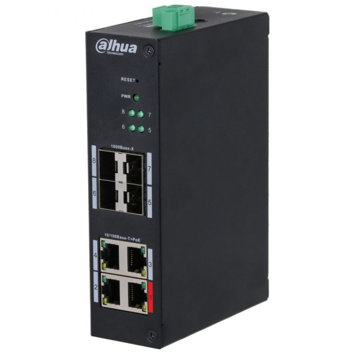 Коммутатор Dahua DH-HS4408-4ET-96 (промышленный L2 PoE, 4xRJ45 PoE, 4xSFP, 96Вт)