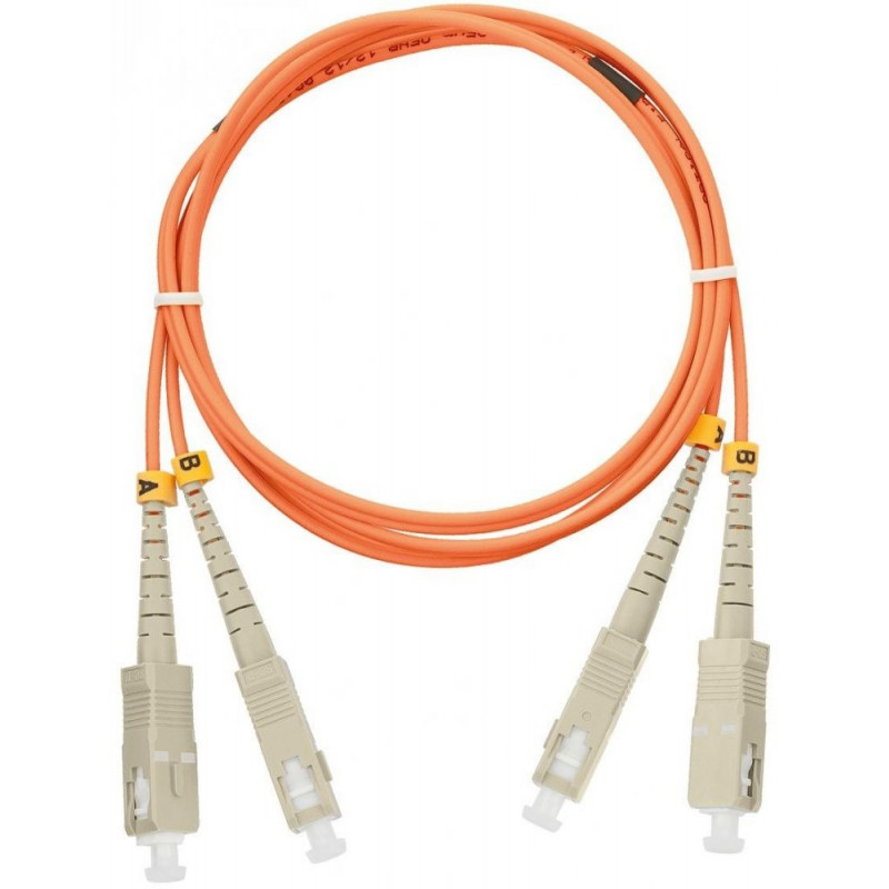 Шнур волоконно-оптический соединительный NIKOMAX NMF-PC2M2C2-SCU-SCU-001 (многомодовый 50/125 OM2, SC/UPC-SC/UPC, двойной, 1м, оранжевый)