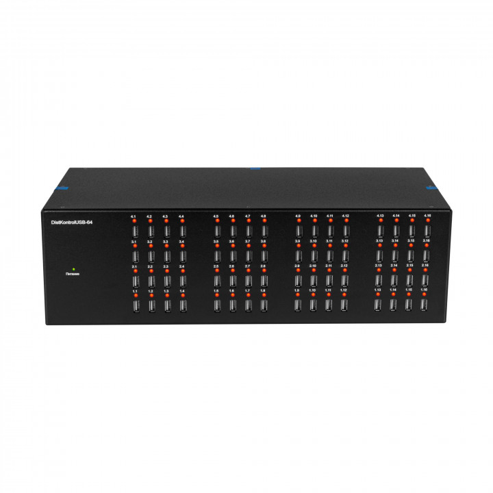 Управляемый USB HUB DistKontrolHUB-64 2.0 (64 порта USB 2.0, 480 Мбит/с, 19" 3U, 4 входа от хостов)