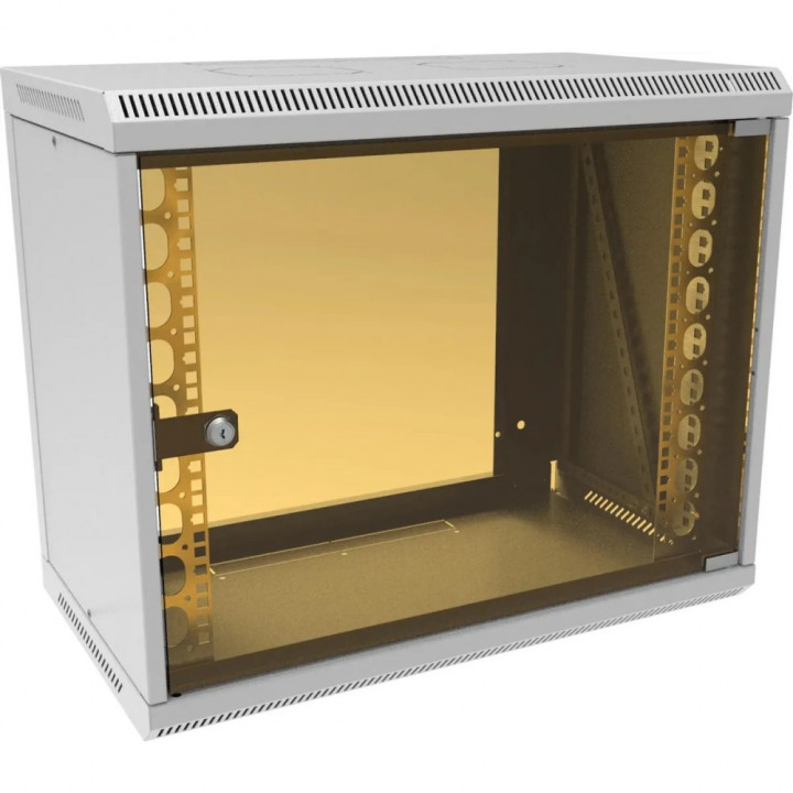 Шкаф коммутационный SUPRLAN 05-1090 (настенный 9U 600x350мм, стеклянная дверь, RAL 7035)
