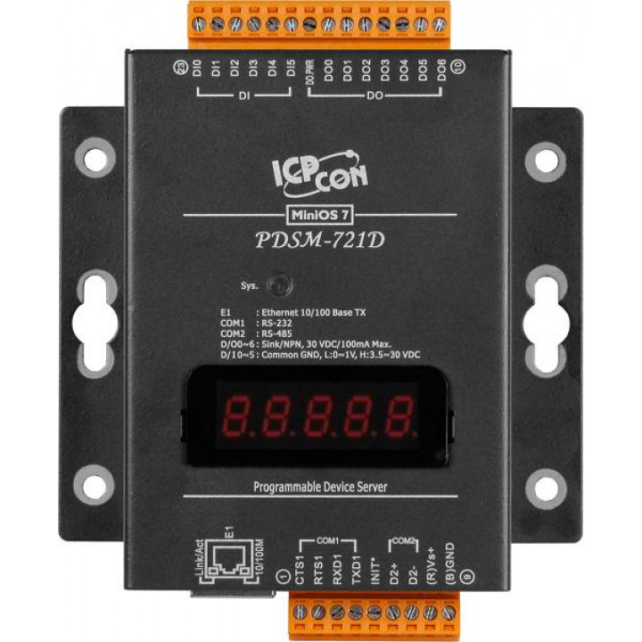 Сервер ICP DAS PDSM-721D CR (2-портовый программируемый RS-232/RS-485 с индикацией)