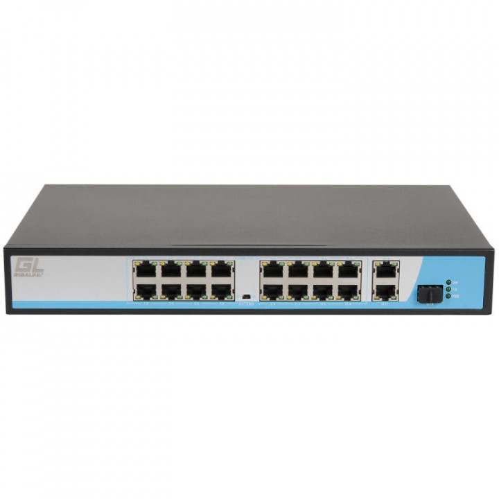 Коммутатор NIKOMAX (GIGALINK) GL-SW-F005-16P (неуправляемый, 16xPoE, 2xGbE, 1xSFP, 300Вт) Коммутатор NIKOMAX (GIGALINK) GL-SW-F005-16P (неуправляемый, 16xPoE, 2xGbE, 1xSFP, 300Вт)