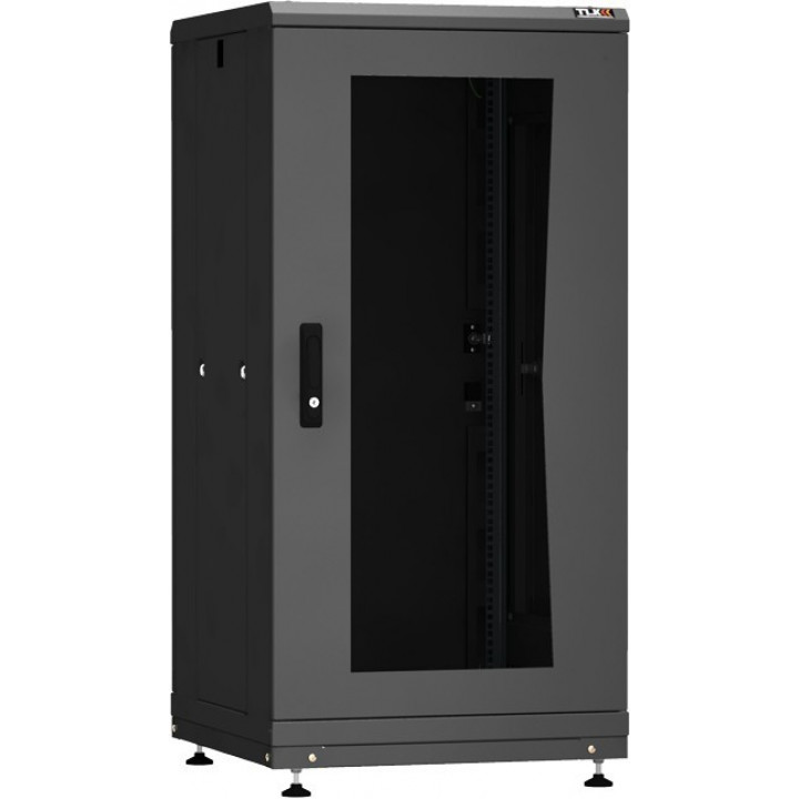 Шкаф TLK TFR-246060-GMMM-R-BK (напольный 19", 24U, стеклянная дверь, 600x1212x600 мм, черный)