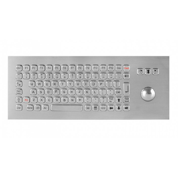 Антивандальная клавиатура Key Technology K-TEK-A361-OTB-FN-DWP-US/RU-USB (встраиваемая, IP68, 86 клавиш, оптический трекбол)
