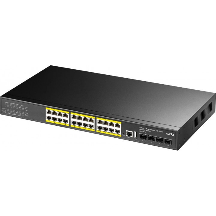 Коммутатор Cudy GS5024PS4-400W (Layer 3, 24-PoE, 24-1GbE, 4-SFP+) Коммутатор Cudy GS5024PS4-400W (Layer 3, 24-PoE, 24-1GbE, 4-SFP+)
