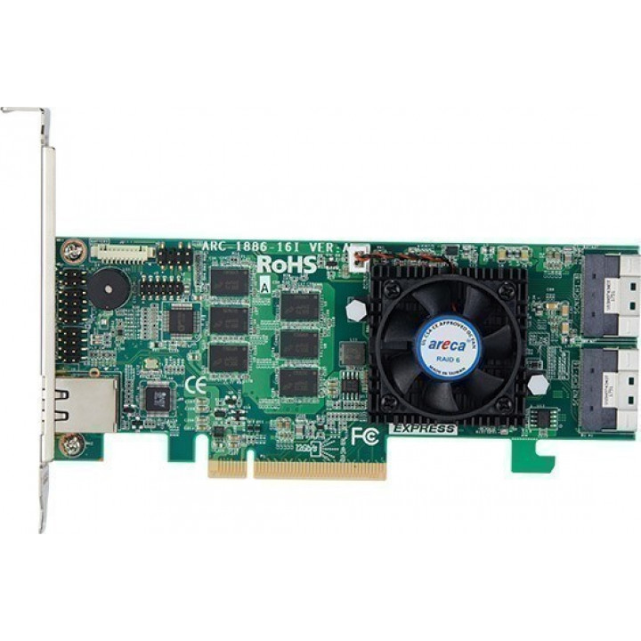 Контроллер RAID Areca ARC-1886-16I (PCIe 4.0 x8, NVMe/SAS/SATA 12G, 16 портов, кэш 8ГБ) Контроллер RAID Areca ARC-1886-16I (PCIe 4.0 x8, NVMe/SAS/SATA 12G, 16 портов, кэш 8ГБ)
