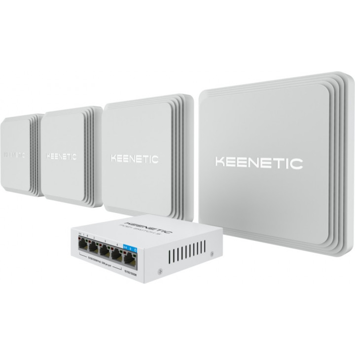 Mesh система Keenetic KN-KIT-011 (Voyager Pro 4-Pack + PoE+ switch 5 bundle)