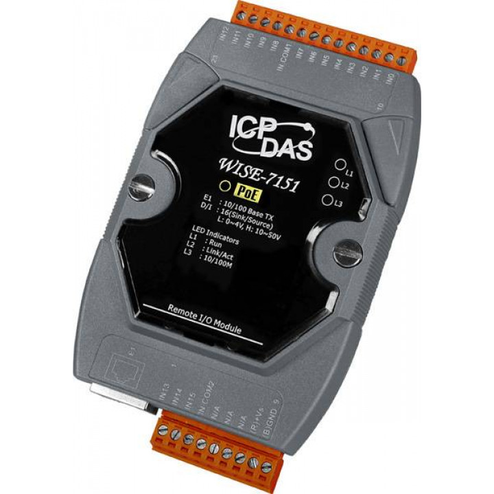 Модуль ICP DAS WISE-7151 (16 изолированных DI, PoE) Модуль ICP DAS WISE-7151 (16 изолированных DI, PoE)