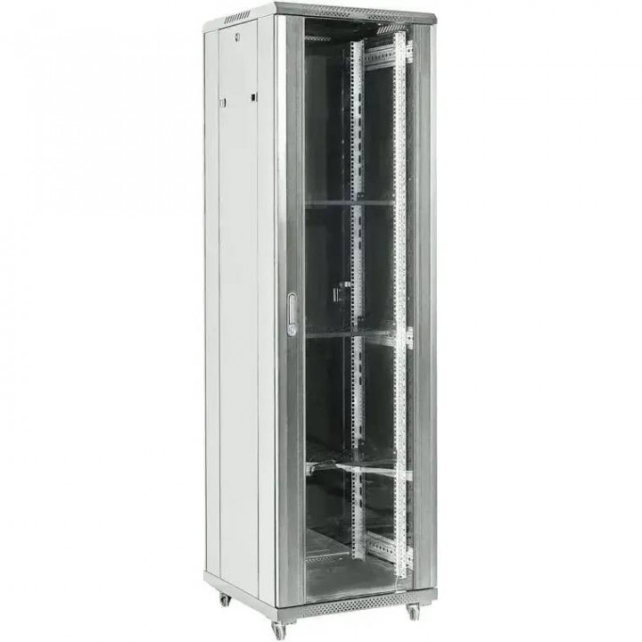 Шкаф коммутационный REXANT 04-2766-211 (напольный 27U 600x600мм, стеклянная дверь, серый, 800кг)