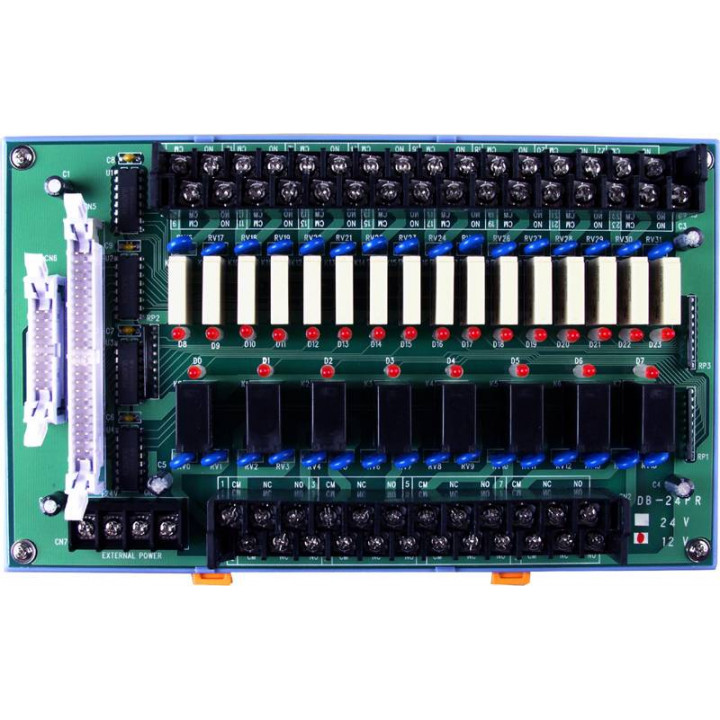 Плата силовых реле ICP DAS DB-24PR/12/DIN CR (24-канальная, 12 В, монтаж на DIN-рейку)