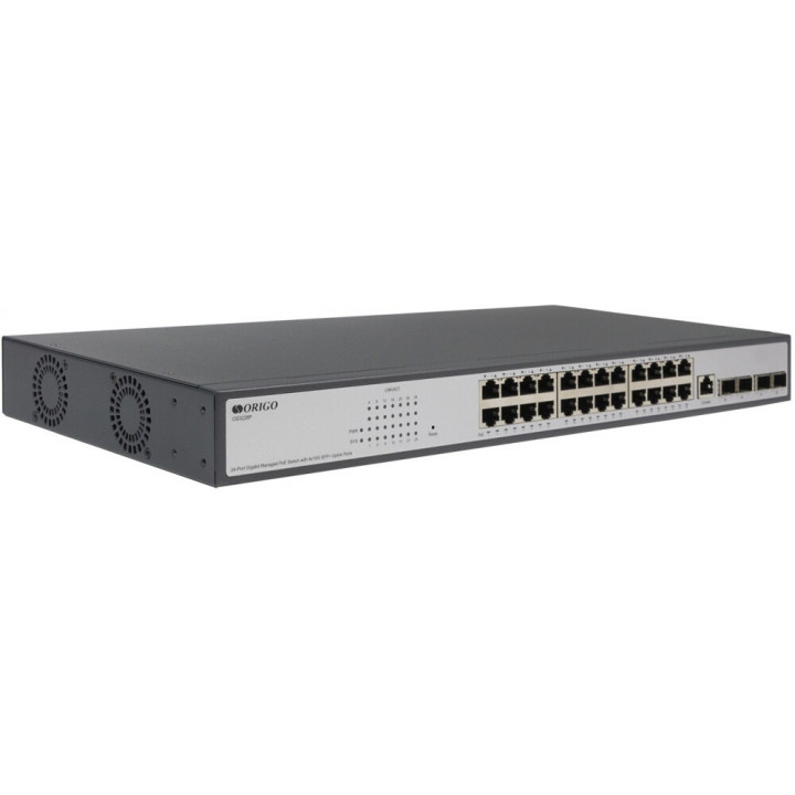 Коммутатор ORIGO OS3228P/370W/A1A (24x1000Base-T PoE+, 4x10G SFP+, PoE-бюджет 370 Вт)