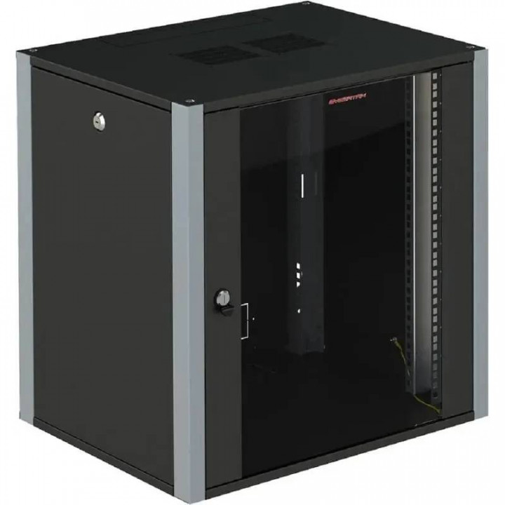 Шкаф коммутационный SYSMATRIX WP 6312.910 (настенный 12U 600x350мм, стеклянная дверь, черный, с боковыми панелями)